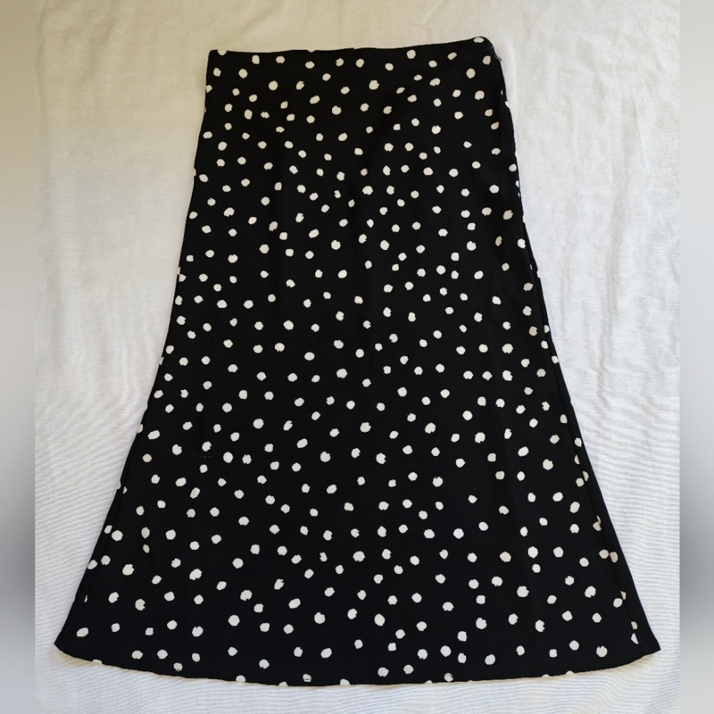 Polka Dot Black and White Midi Skirt by Carolina Belle